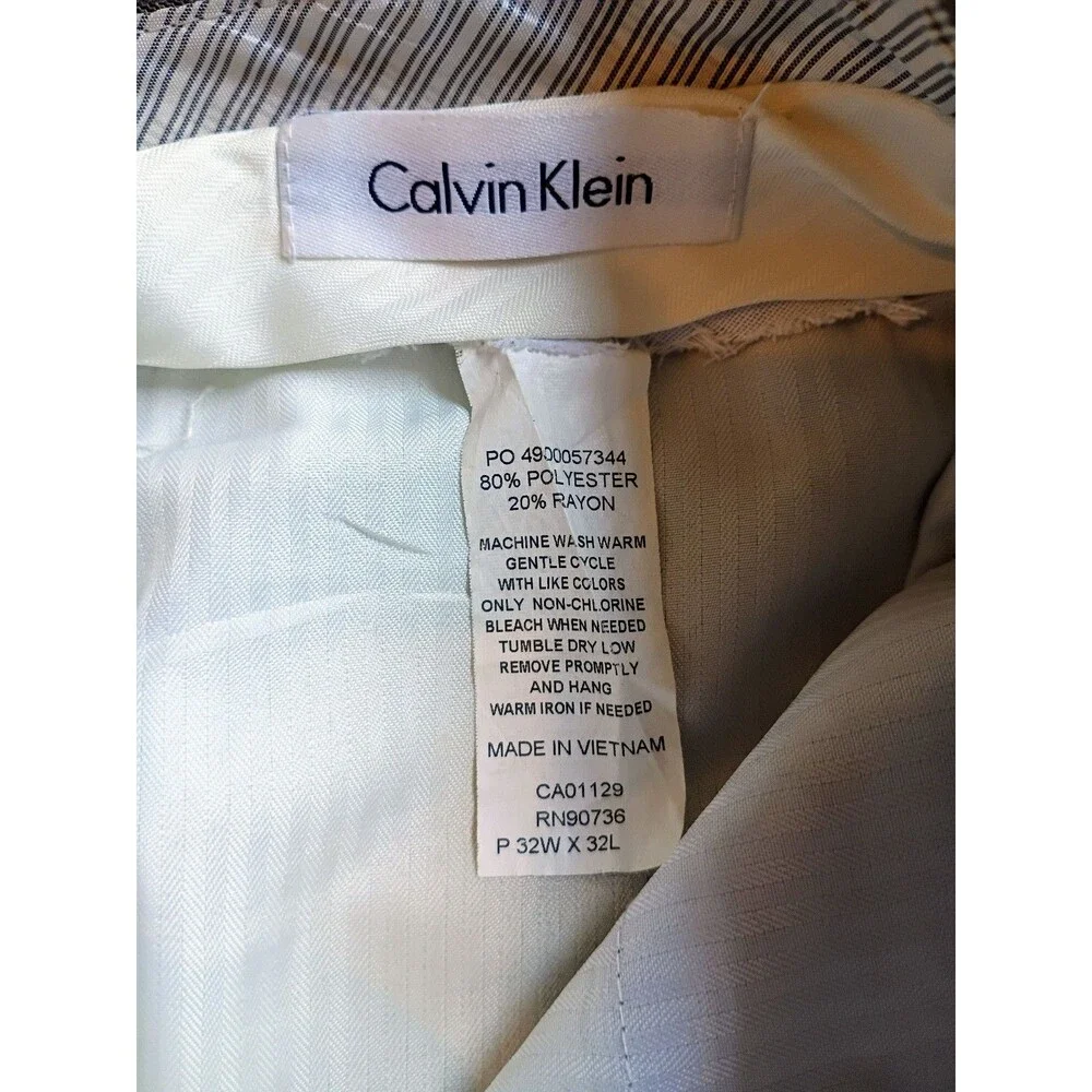 Calvin Klein Tan Plaid Dress Pants 32x32 Straight Fit